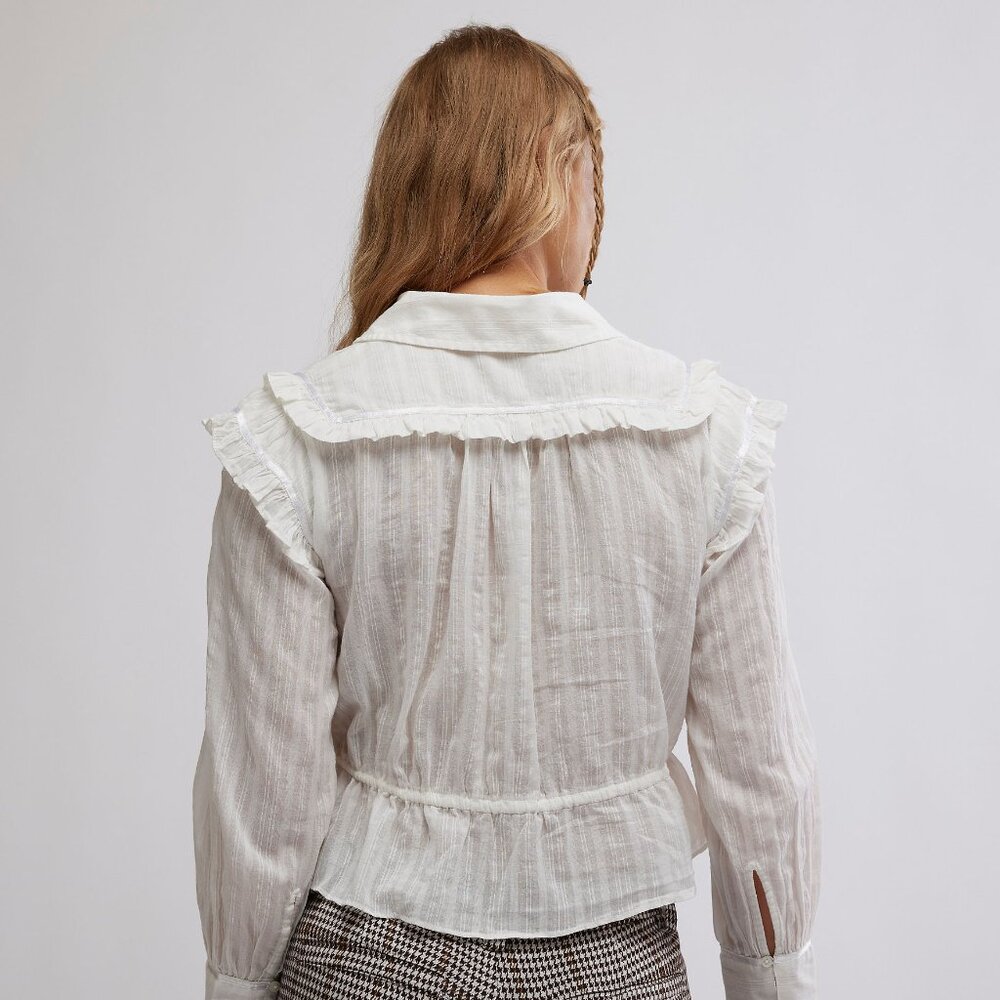 🎉LAST CHANCE🎉 FREE PEOPLE Daybreak Blouse Solid / Optic White - Picture 3 of 9